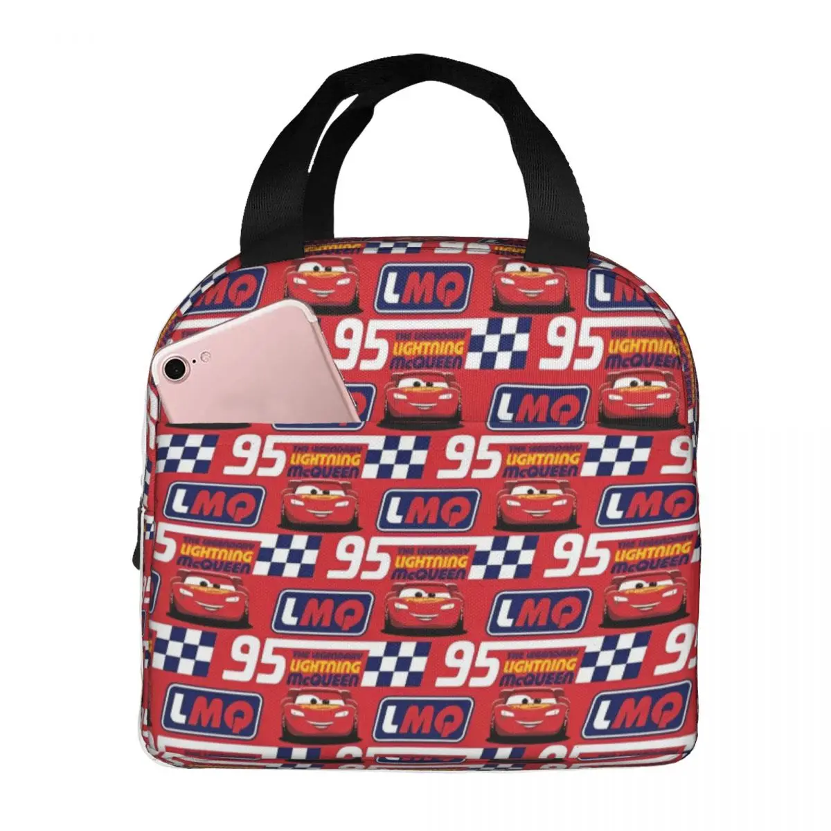 Cars Legendary Mcqueen Lunch Bag Portable Lunch Box Office Print Cooler Bag Kawaii Waterproof Tote Food Bags