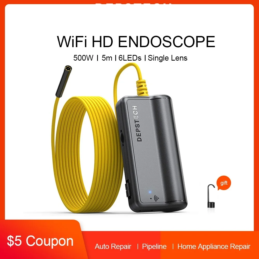 New 2MP / 5MP Wireless Endoscope Wifi Inspection Camera Snake Borescope Tube for Underwater Vent Pipe Car Repair