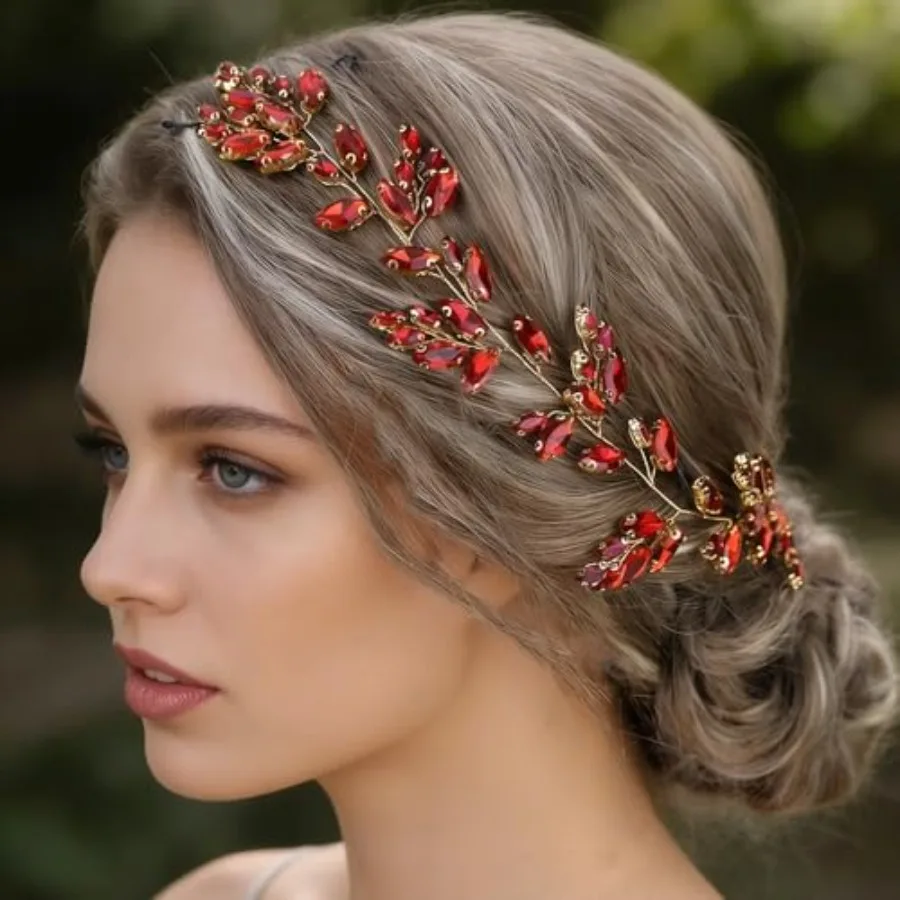 

Women Bride Wedding Prom Party Hair Vine Headband Bridal Hair Accessories Green Rhinestones Bridal Hair Vine Headband Head Piec