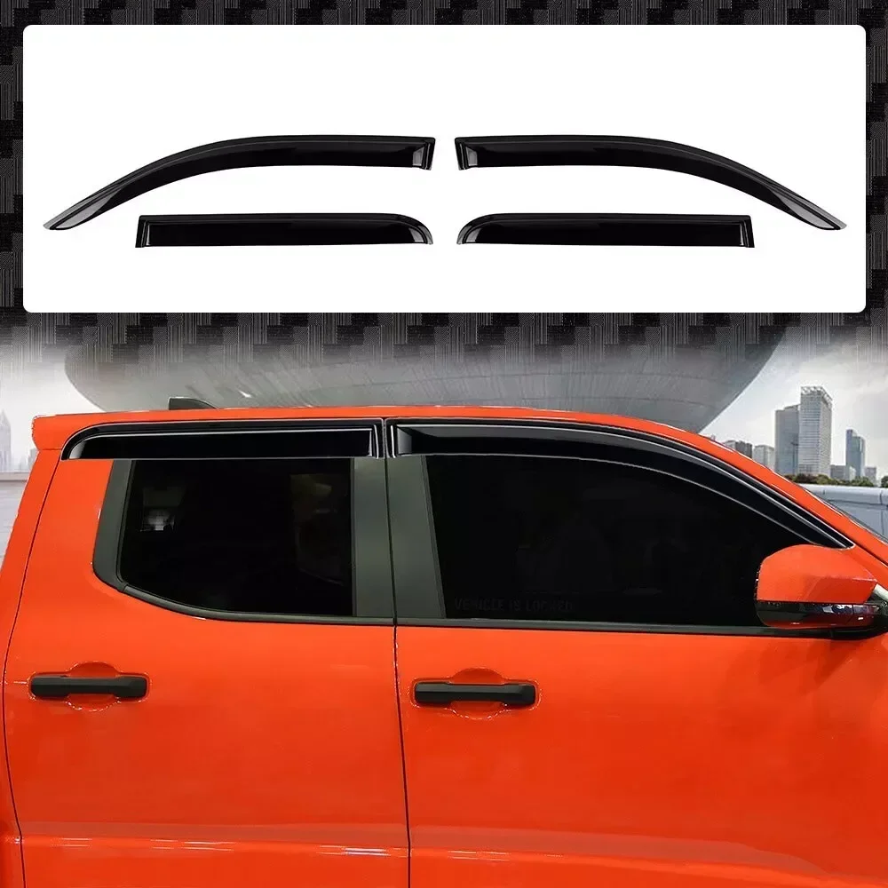 4Pcs Side Window Visor Sun Rain Smoke Shield Shade Fits For Tacoma 2024 2025