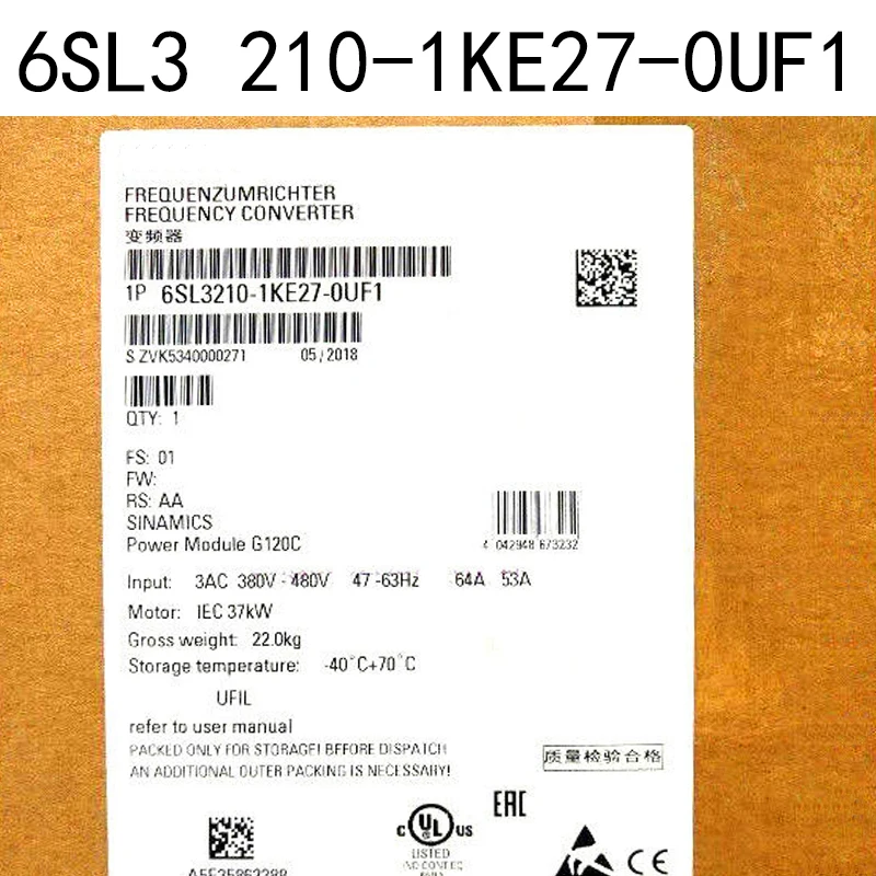 6SL3210-1KE27-0UF1 G120C Power Module 6SL3 210-1KE27-0UF1