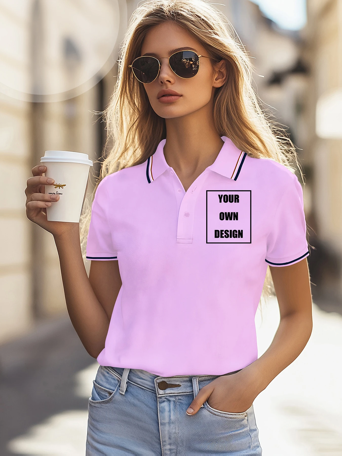DIY Custom Graphic Logo Lapel Polo Shirt Female Basics Shirts Casual Summer New Breathable Soft Commuter Clothes Comfortable Top
