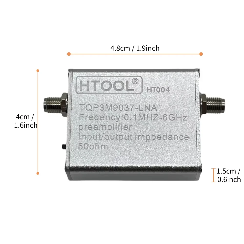 Imagem -03 - Nanovna Ht004 Amplificador de Sinal de Bateria Baixo Ruído 100k6ghz Pré-amplificador de Banda Larga Banda Completa Tqp3m9037 Ganho de Amplificador 20db Lna