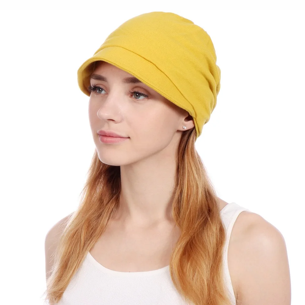 Berretto turbante di nuova moda per le donne cappelli a tesa semplice musulmani turbante elasticizzato chemio perdita di testa Wrap Beanie sciarpa avvolgente per la testa Casual