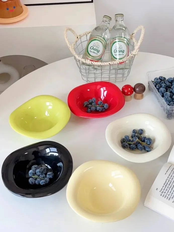 ins high-value ceramic salad bowl household oat creative fruit plate cute dessert yogurt bowl tableware