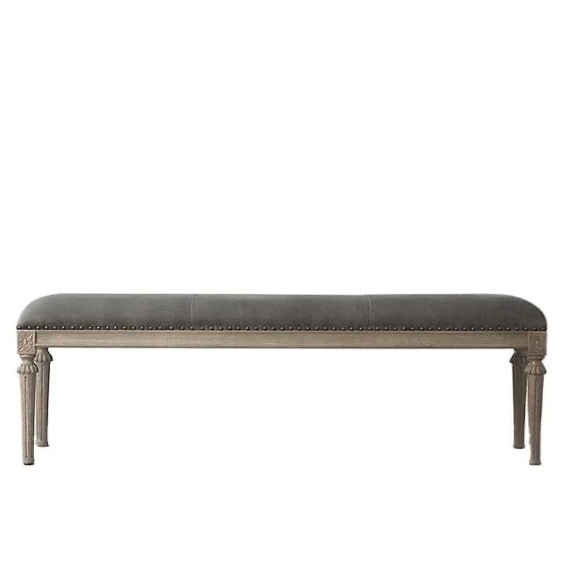 

American rural retro pedal furniture British classical leather solid wood shoe stool American simplicity