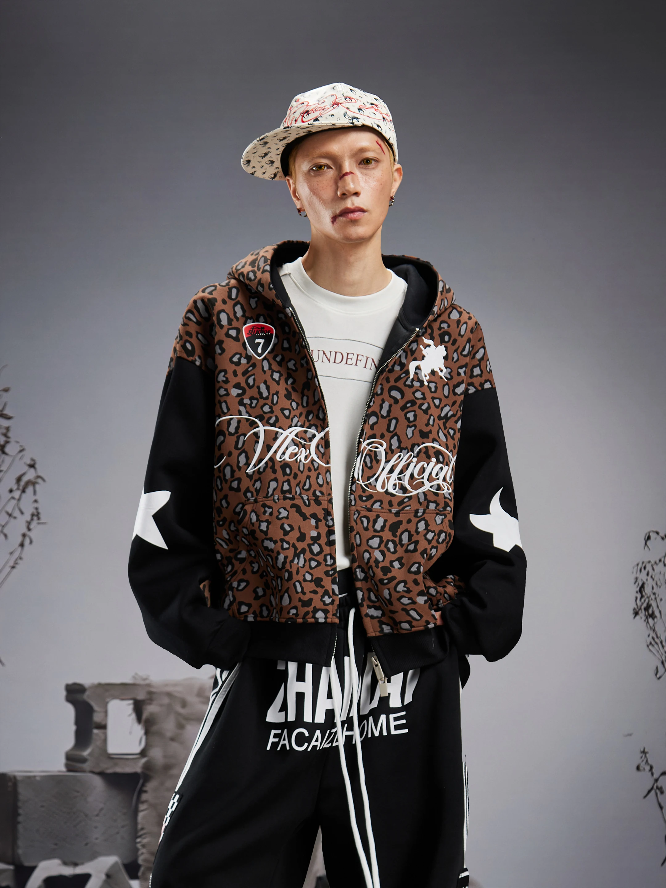 Moletom Unissex com Capuz e Estampa de Leopardo, Jaqueta com Zíper Estilo Street para Homens e Mulheres, Nova Chegada Primave...