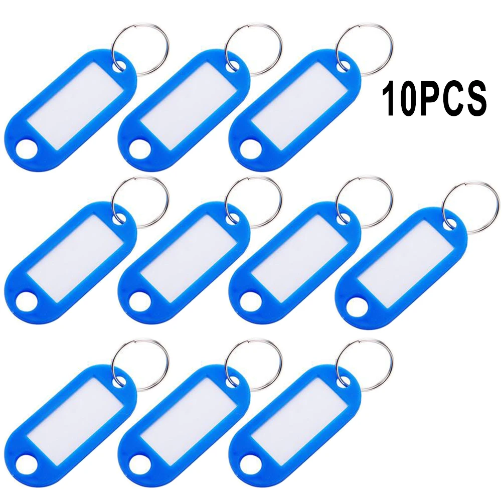 10pcs Key Tag Card Marking Luggage Label Plate Key Ring Key Chain Colorful Black Blue Plastic Household Hotel Pendant Accessory