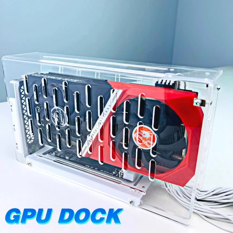 

New eGPU Laptop External Graphics Card Metal Bracket Base+Acrylic Frame Video Cards GPU Dock Holder for Oculink External PC Case