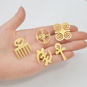 Anniyo 1 PIEZA SÍMBOLOS CULTURAL CULTURAL AFRICANO ANTIGUO EGIPTO BROOCH GUAFE GYE DWENNIMEN ANKH ASIRIANA ASHUR #000162 8 mejores ventas de bandera asiria - №1