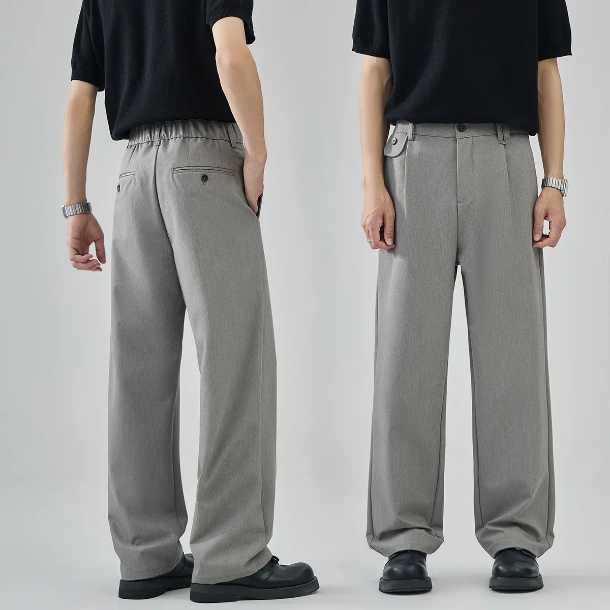 Spring Summer Premium Wrinkle-Resistant Drape Straight Pants Men's Business Casual Trousers