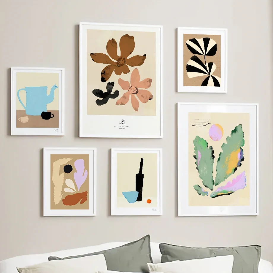 Abstract Wall Art Canvas Posters Black Woman Leaves Graffiti Oil Painting Pictures Class Room Decor