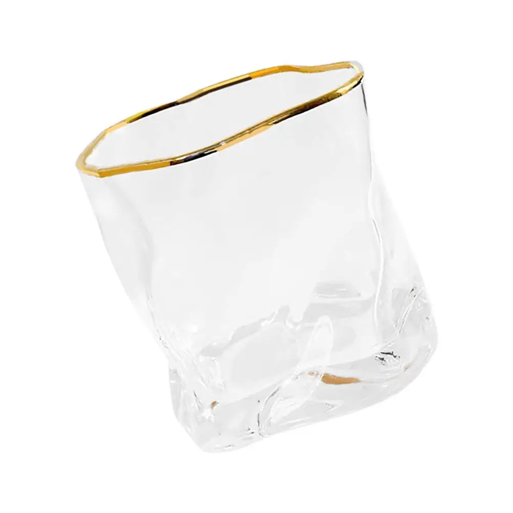 

1 шт. Стеклянный стакан для виски с золотым ободком, элегантный дизайн, уникальный модный стиль, привлекательный, идеальный подарок для хранения напитков