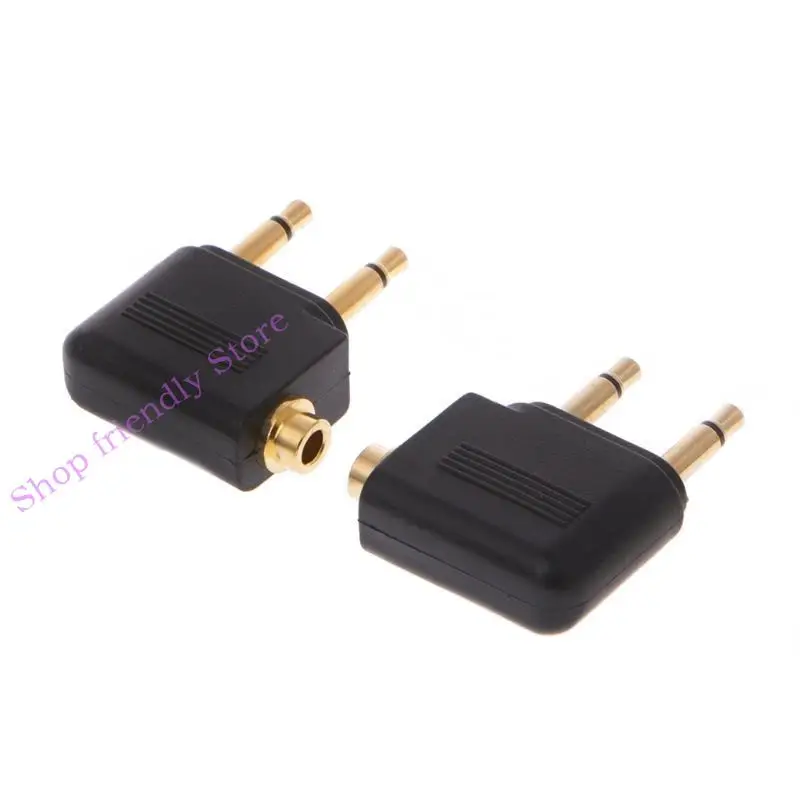 

594A 2 Pcs Gold Plated 3.5mm 2 Male To 1 Female Headphone Socket o Adapter