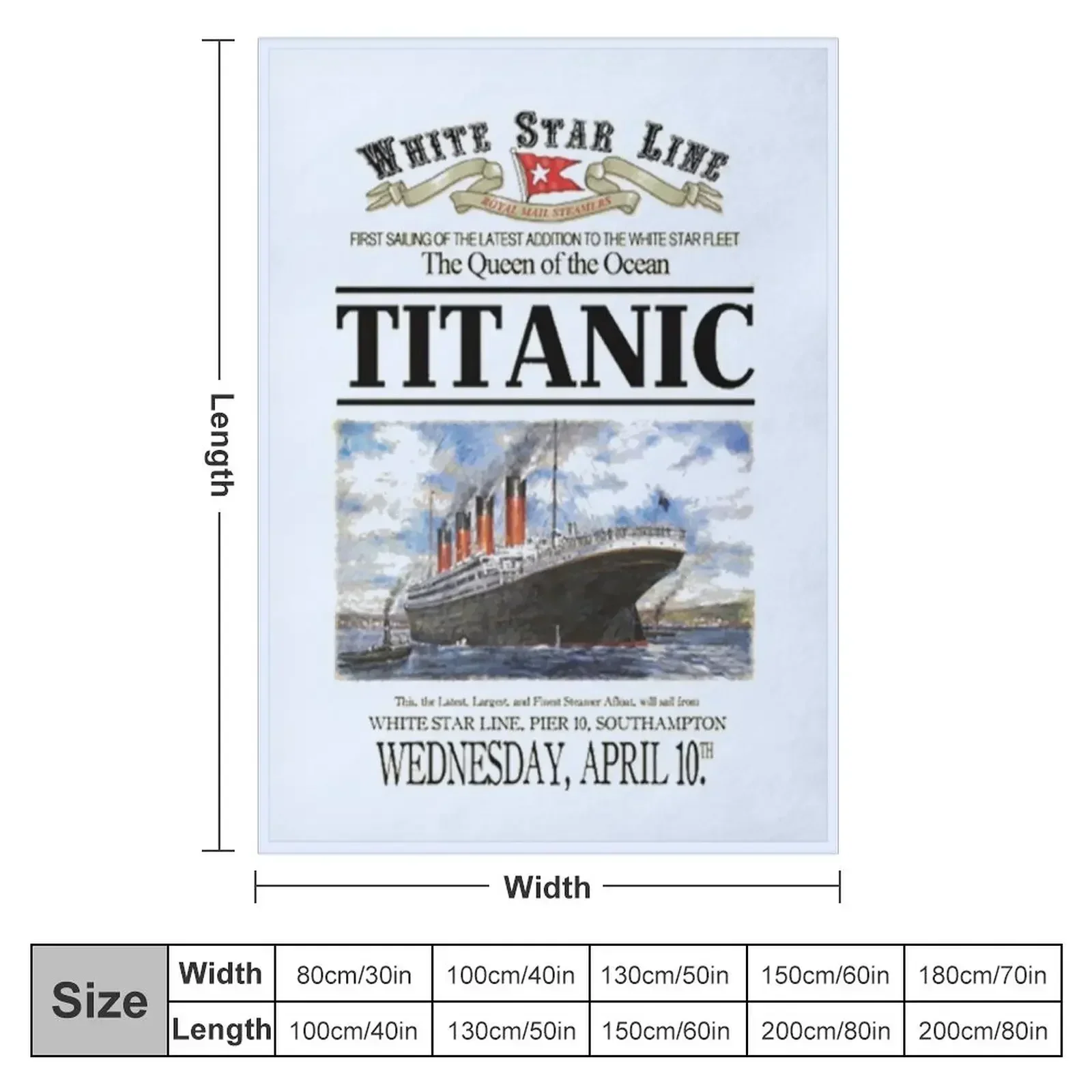 Titanic Sinking Vintage Poster Cruise Ship Atlantic Ocean Voyage Throw Blanket Furry Fashion Sofas Blankets