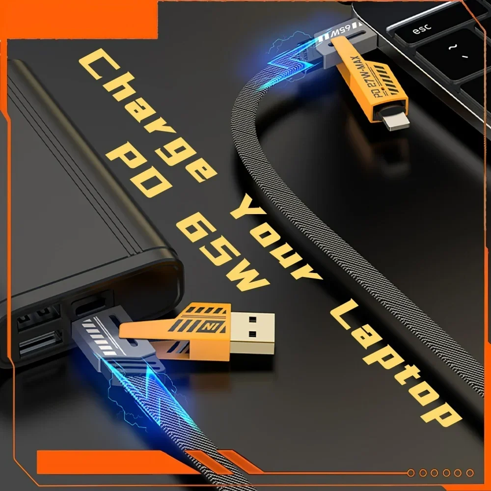 4 in 1 Machinery Fast Charging Data Cable Cord PD For iPhone 16 Samsung Xiaomi 65W USB Type C Multi Port Quick Charge Wire Line image 6