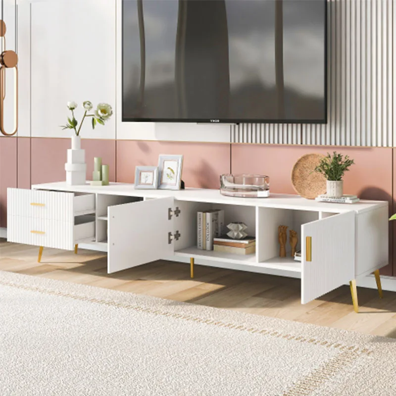 Modern TV Stand with 5 Champagne legs - Durable, stylish, spacious, versatile storage TVS up to 77