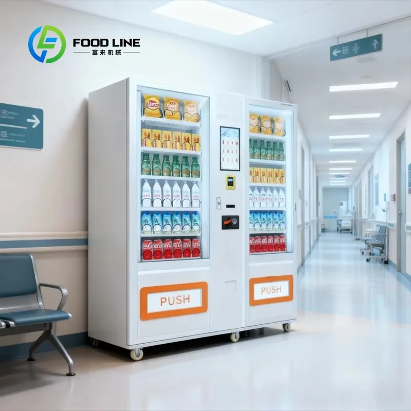 Customized size Hospital patient-friendly vending machines that support QR code payments, low-sugar snacks, and bottled water