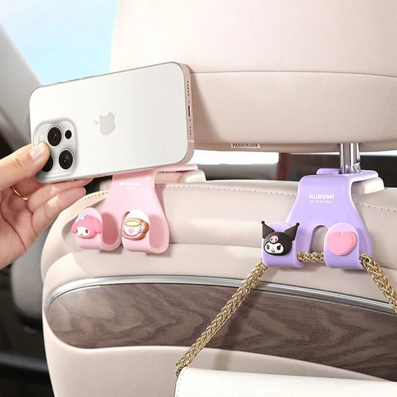 Sanrio Kawaii Hello Kitty Car Hooks My Melody Cinnamoroll Anime Cartoon Creative Car Interior Decoration Seat Back Storage Hooks