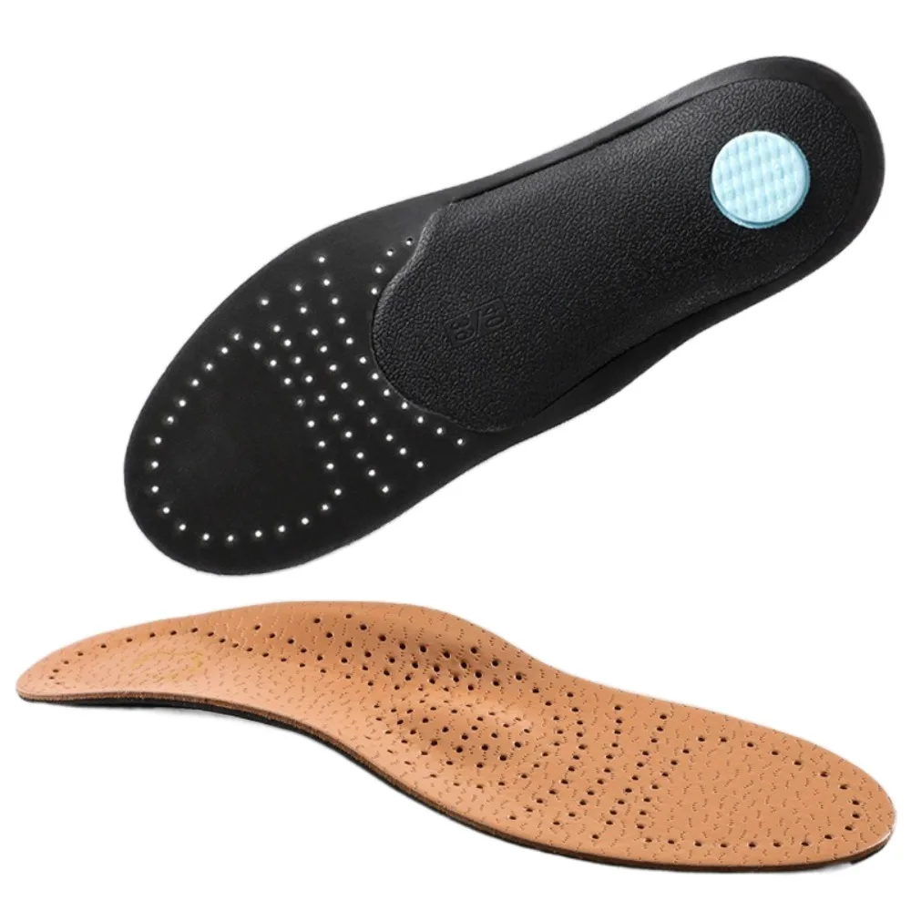 Solette di supporto per arco plantare traspiranti Solette ortopediche antiodore in pelle Assorbe il sudore Migliora i piedi piatti e le cuscinetti per scarpe per arco piegato