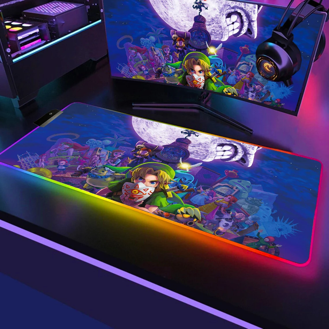 Cool Gaming Mouse Pad RGB Desk Mat LED A LINK Keyboard Carpet Glowing With Atmospheric Light Pc Gamer Computer Accessories