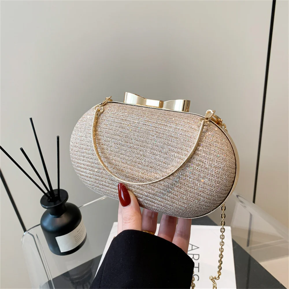 Luxury Evening Handbag Women Top Handle Glitter Clutch Ladies Wedding Dinner Dressed Diamond Party Gold Chain Shoulder Bag Bolsa