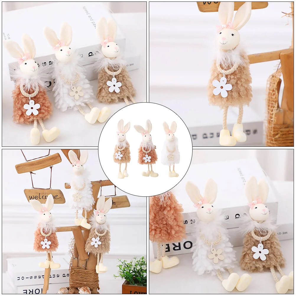 

3 Pcs Bunny Hanging Decor Adorable Cloth Party Home Decoration Easter Elements Stuffed Animal nament Kids Gift