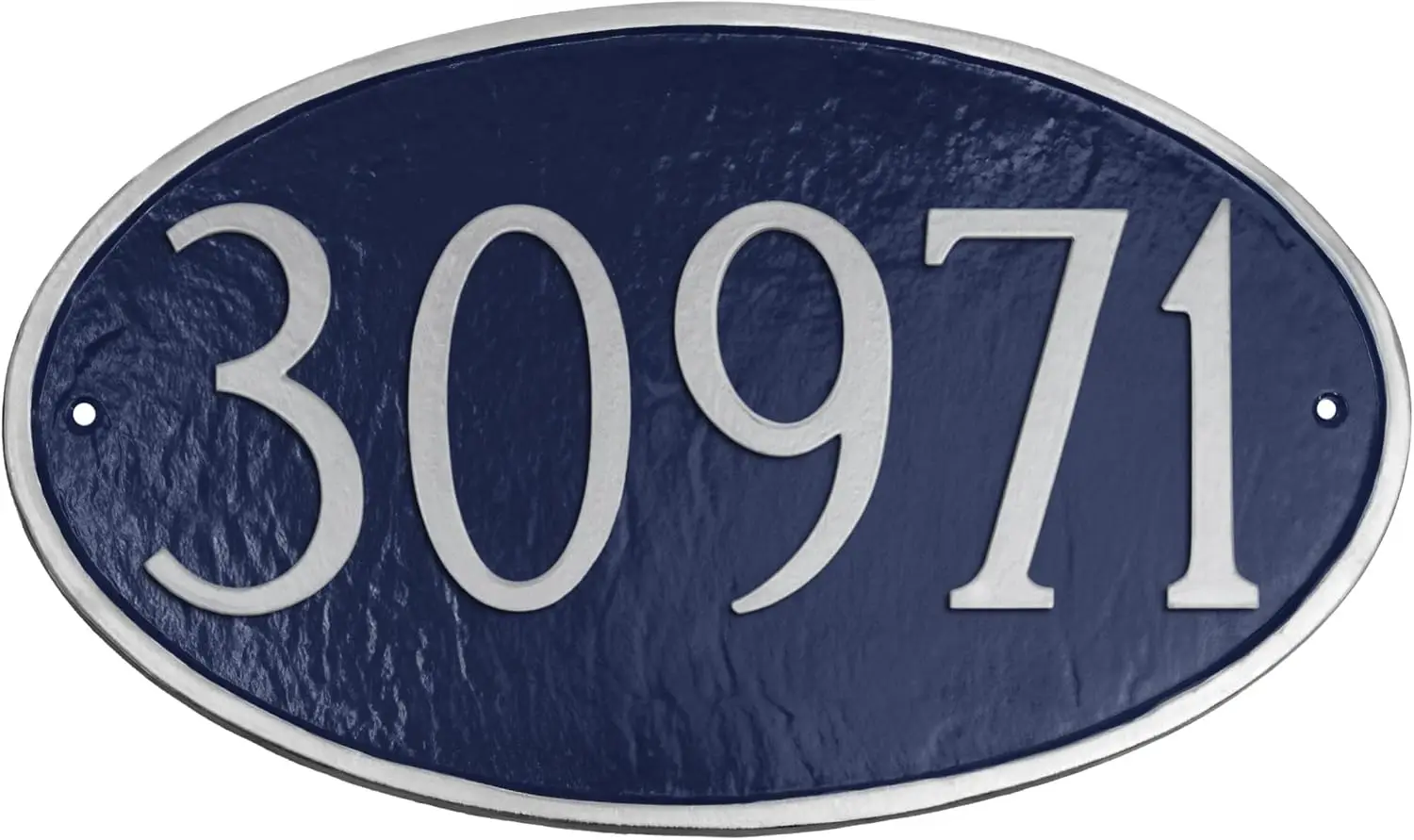Custom Oval Cast Metal House Number Plaque Navy Silver Made In USA