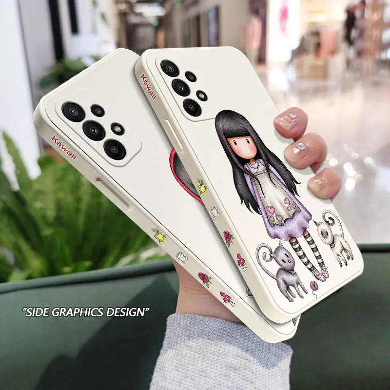 Cute Cartoon Gorjusses S-Santoro Phone Case For Samsung A73 A72 A71 A53 A51 A50 A42 A33 A32 A30 A13 A12 4G 5G Soft Silicone Cove