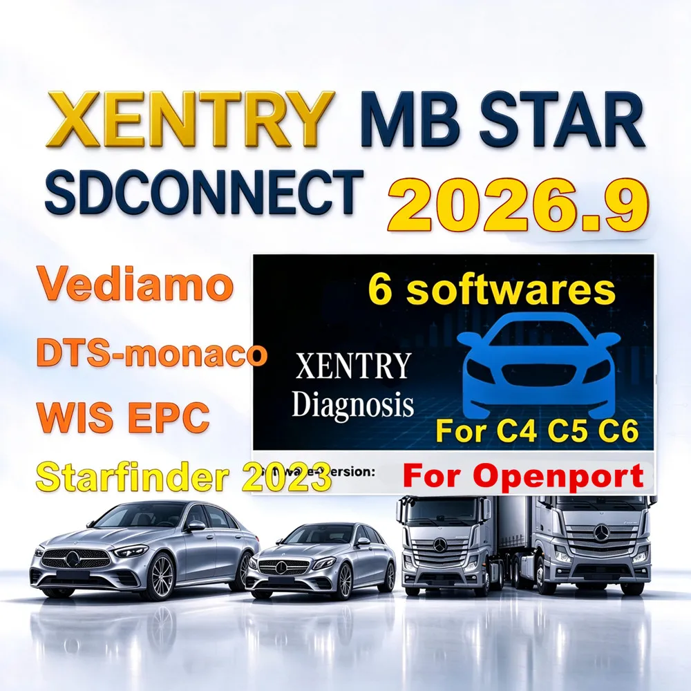 09.2026 Xentry 6 Softwares Vediamo DTS-Monaco WIS EPC Starfinder Remote Install for SD C4 C5 C6 Openport 2.0 OBD2 Scanner Tool
