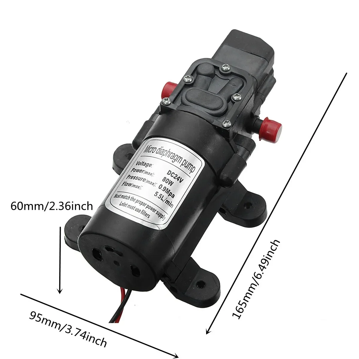 Imagem -04 - Micro Pulverizador Elétrico da Bomba de Água do Diafragma para a Lavagem do Carro Alta Pressão dc 12v 100psi 60w 24v 130psi 80w