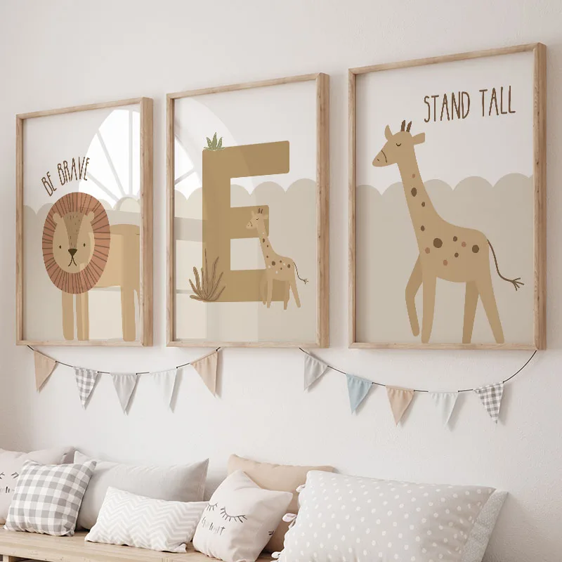 بوهو الأسد الزرافة النمر التمساح الغابة الحيوان الرسم على لوحات القماش الجدارية الشمال الملصقات والمطبوعات صور الطفل غرفة الاطفال ديكور #3