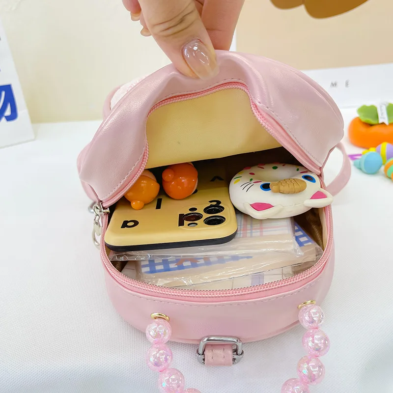 Children's Backpack Shell Sequin Backpack Fashion Handheld Pearl Bag Children's Small School Bag Girls Outdoor Travel Backpack