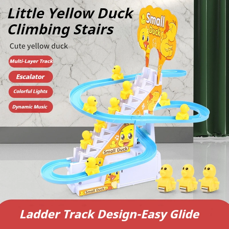 Little Yellow Duck Slide Children Toy 1-3 Years Old Electric Educational Music Track Creatif Toys Boys Girls Gift Track Car Toy