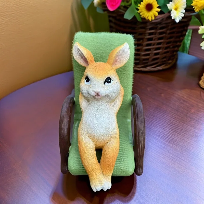 Rocking Chair Lying Rabbit Resin Ornamental Outdoor Courtyard Garden Landscape Layout Simulated Animal Sculpture Decorations
