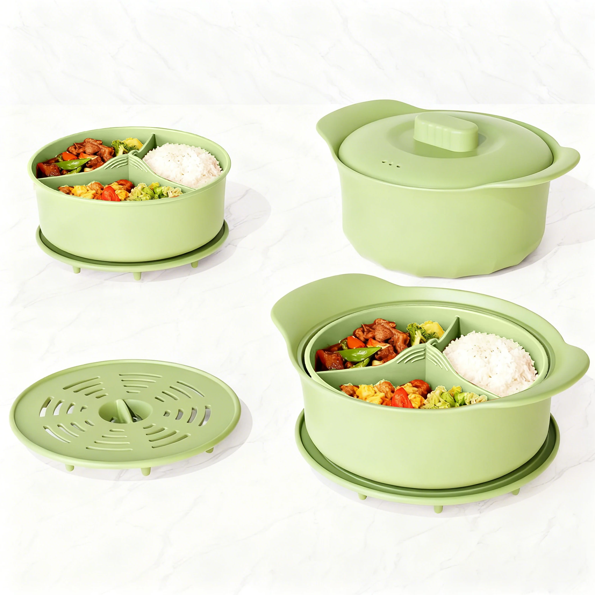 

Многоразовая экологичная силиконовая пароварка для овощей и продуктов, пригодная для использования в микроволновой печи