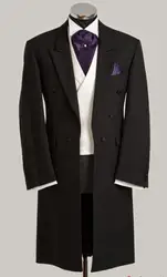 Tailcoat Style Mens Suits Groomsmen Peak Lapel Groom Tuxedos Double-Breasted Wedding Best Man Suit (Jacket+Pants+Vest)