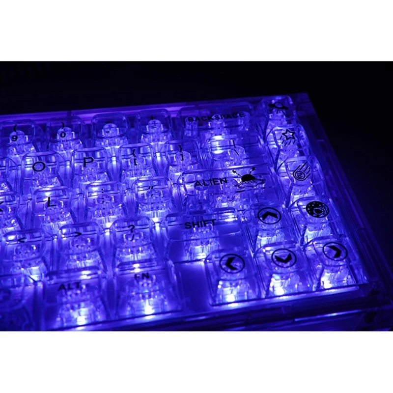 Substituição teclas teclado mecânico 652F com 132 teclas Conjunto teclas transparentes Perfil MDA com retroiluminação