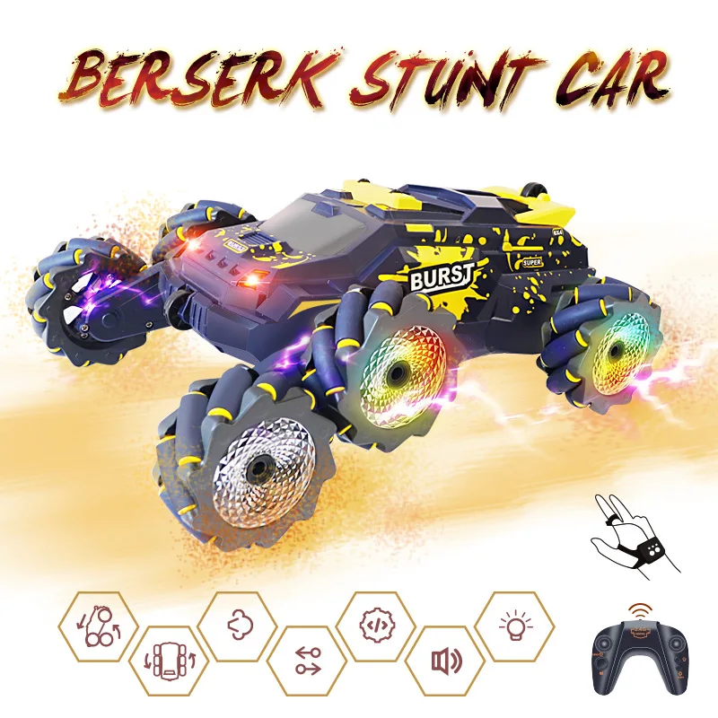 

2.4G Six Wheel Spray RC Stunt Car4WD Swing Arm Drift Vehicle Gesture Induction Deformation Remote Control Car with Light Boy Toy