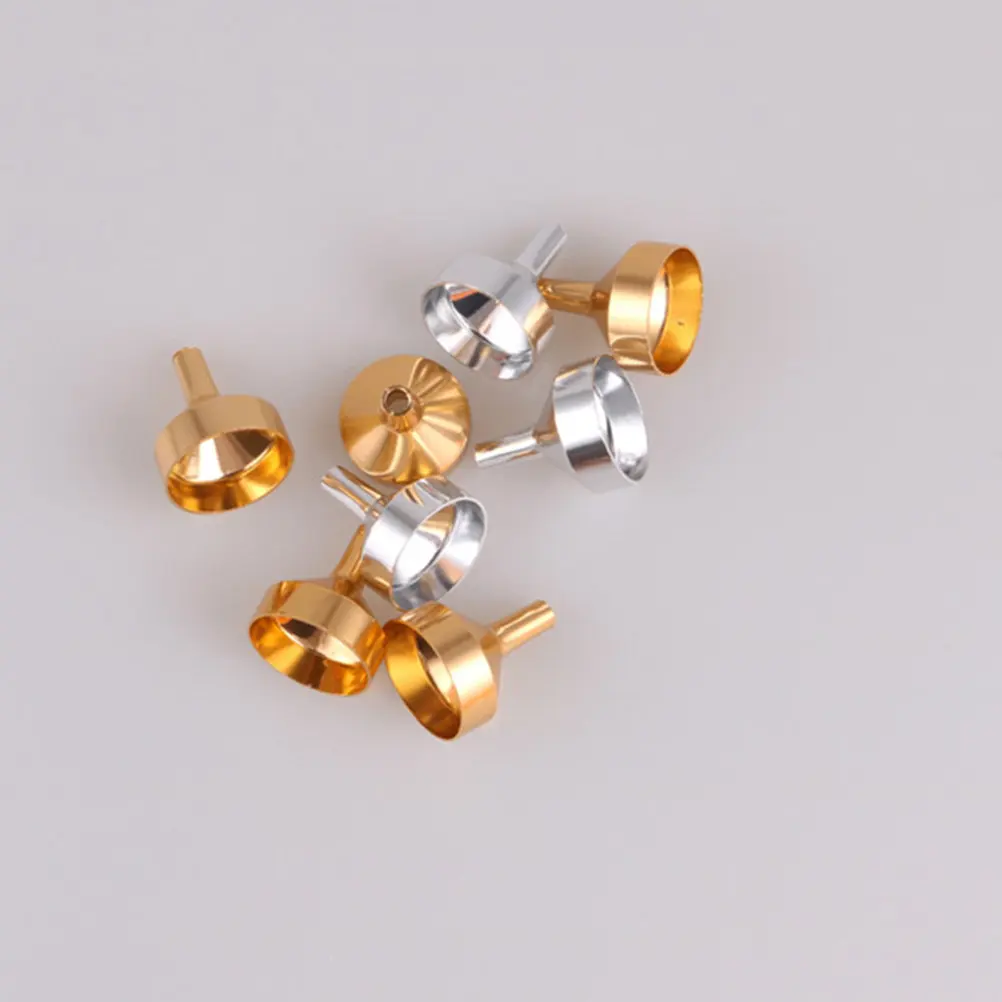 10Pcs Mini Alumite Metal Funnels Rust Resistant Scratch Proof for Perfume Essential Oil Transfer Restaurant Use