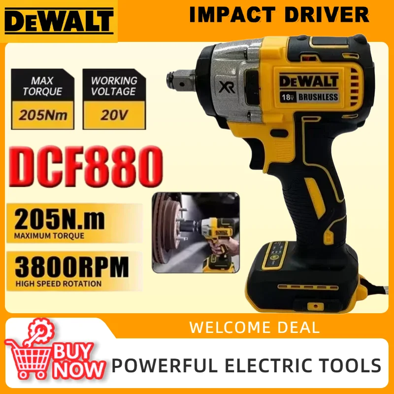 

Бесщеточный аккумуляторный ударный гайковерт Dewalt DCF880 205 Н·м, высокоскоростной мощный инструмент для быстрой демонтажной работы с отсоединяемым приводом для шин