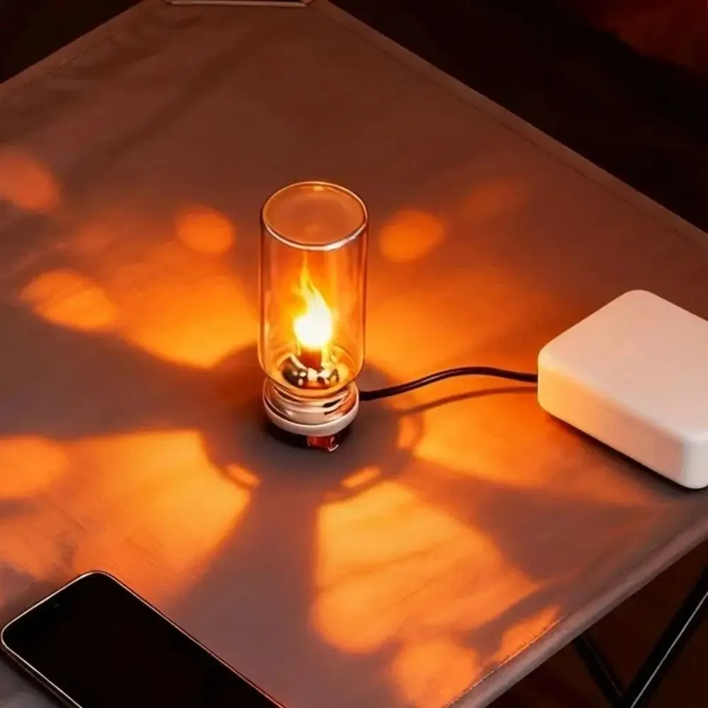 Portable Glass USB LED Light ABS 5V USB Car Atmosphere Light Flame Type Night Light Home Decoration