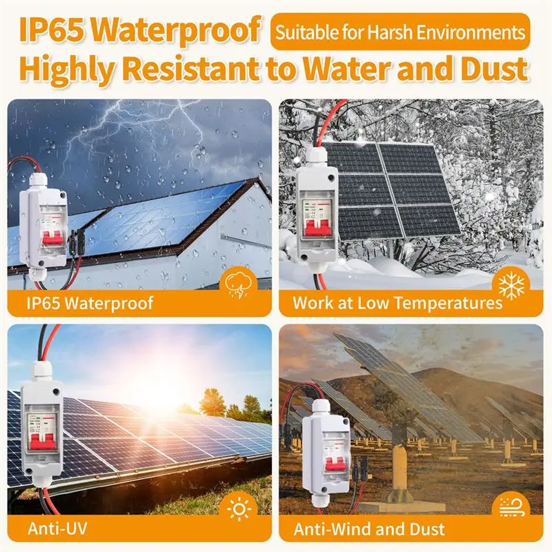 A93E-Solar Panel Disconnect Switch DC 500V Solar Circuit Breaker Box 32Amp IP65 Waterproof Miniature Circuit Breaker Solar PV