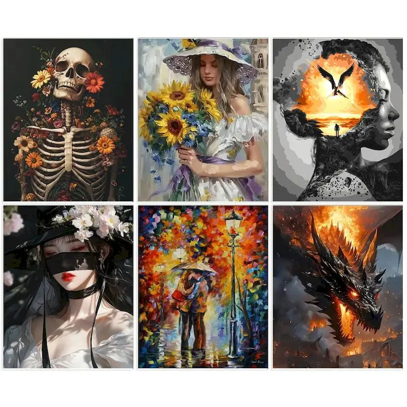 

GATYZTORY Oil Painting By Numbers For Adults Kits Figure Animals Canvas Drawing Diy Gift Calligraphy Painting Artwork Home Decor