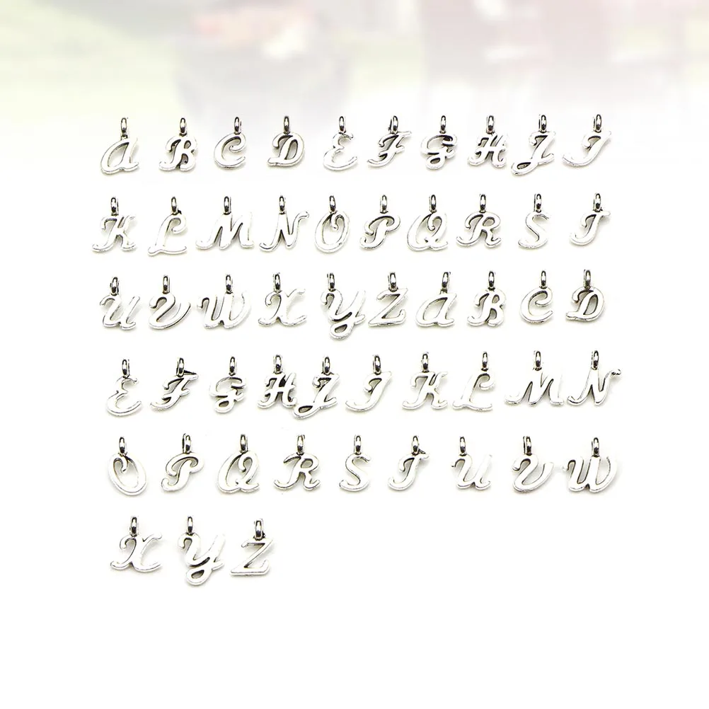 

52pcs Letter Pendant Charms A-Z Silver Plated Jewelry Making Accessories Diy Craft Supplies Valentine Mother'S Day Wedding Gift