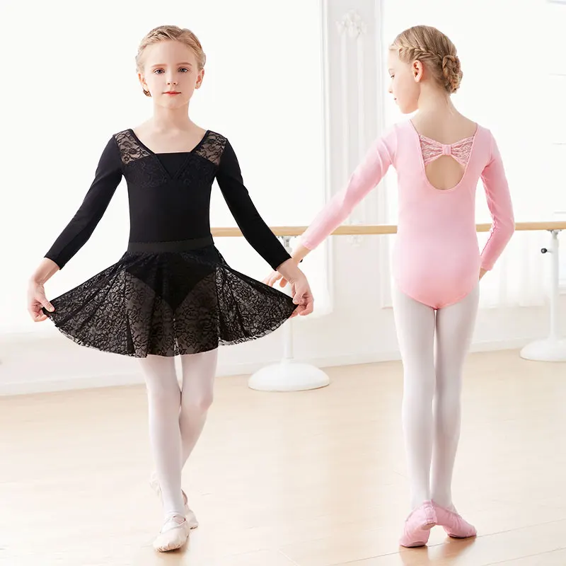 Meninas ballet collants ginástica collant dança bodysuit renda emenda dança collant dancewear crianças trajes de dança