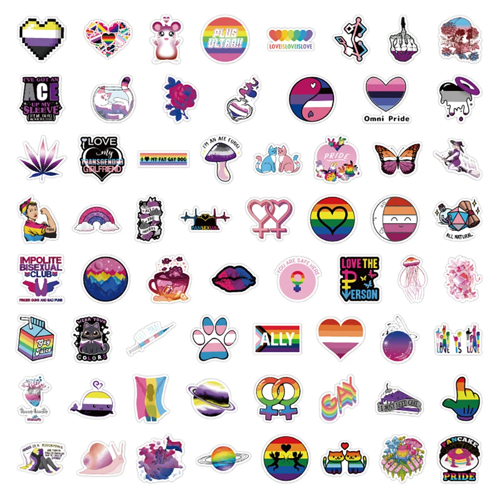 10/30/60/126PCS Nonbinary Pansexual Transgender Bisexual Asexual Pride LGBT Stickers DIY Bike Skateboard Fridge Funny Sticker