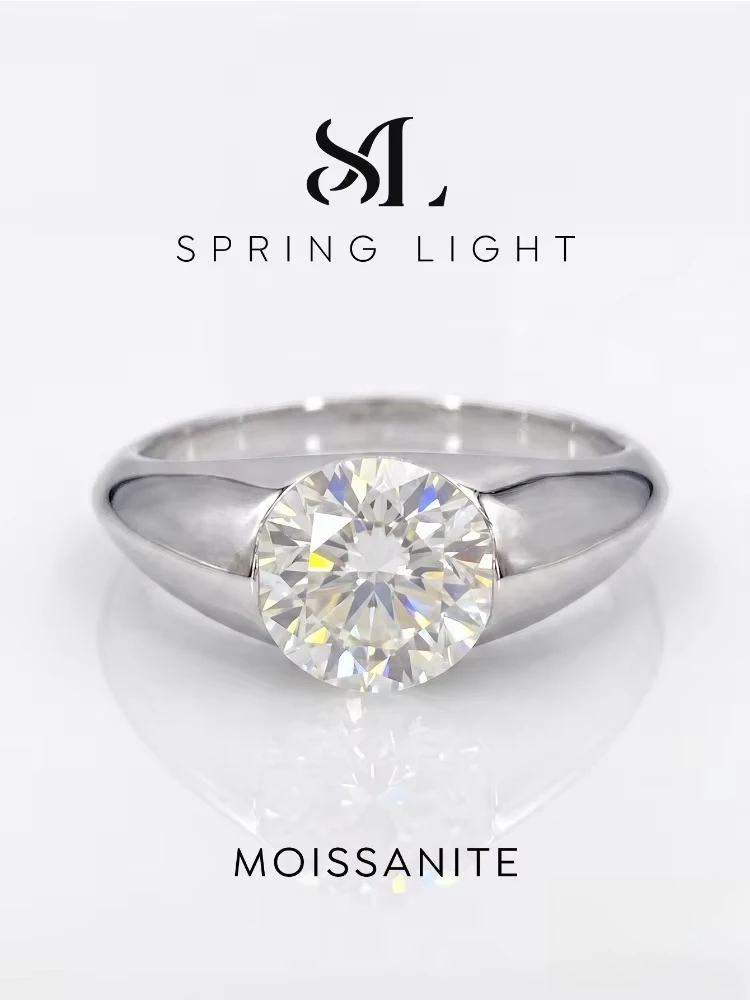 Classic 2CT Fashion Real Round Moissanite Diamond Engagement Rings for Women Anniversary Wedding Luxury Elegant Jewelry