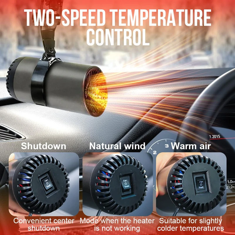 

Портативный автомобильный обогреватель-вентилятор 2-в-1, 12В, быстрый нагрев, обогреватель лобового стекла, подключаемый обогреватель для зимы