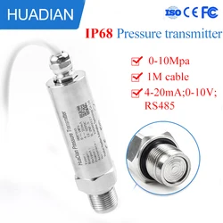 IP68 Waterproof Flush Membrane Oil Gas Water Air Pressure Transmitter Sensor With 1m Cable